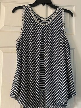 Striped Navy & White Sleeveless Swing Tank Top